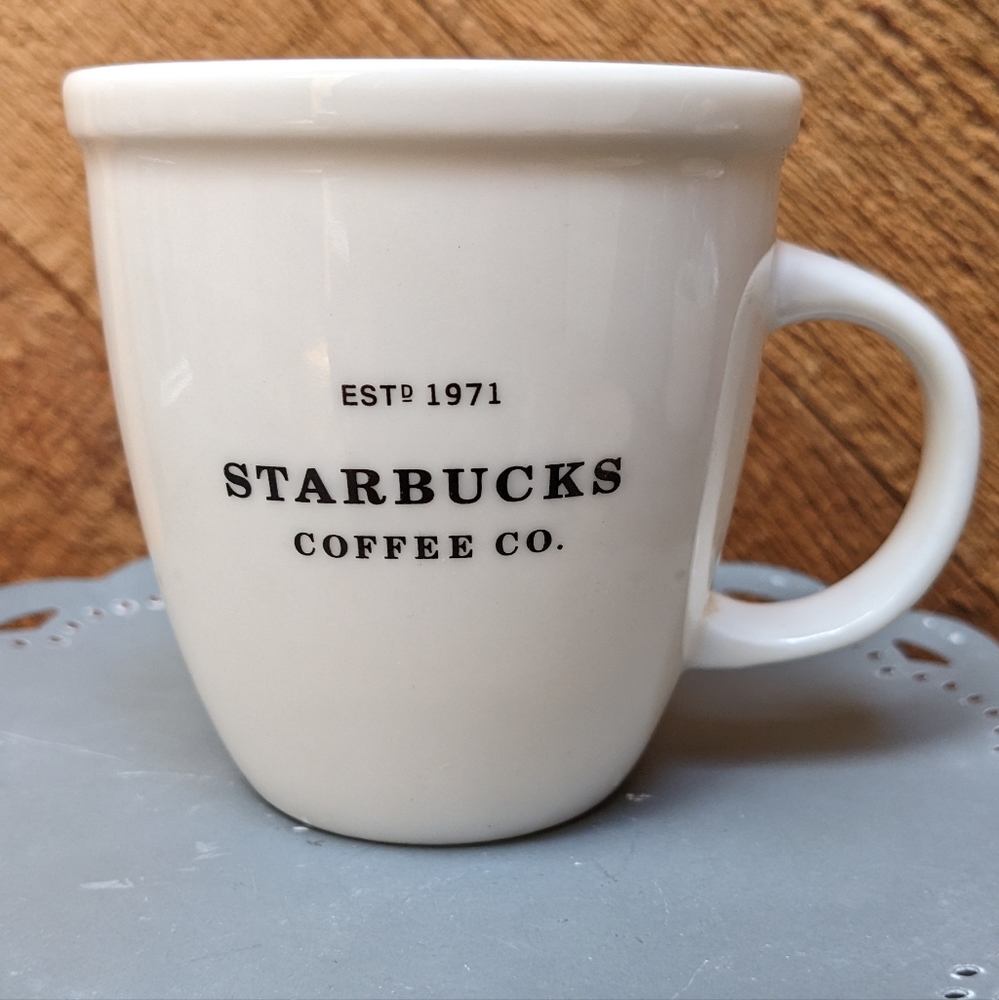 Starbucks Coffee Mug Cup 2001 Barista Abbey White 30th Anniversary Espresso